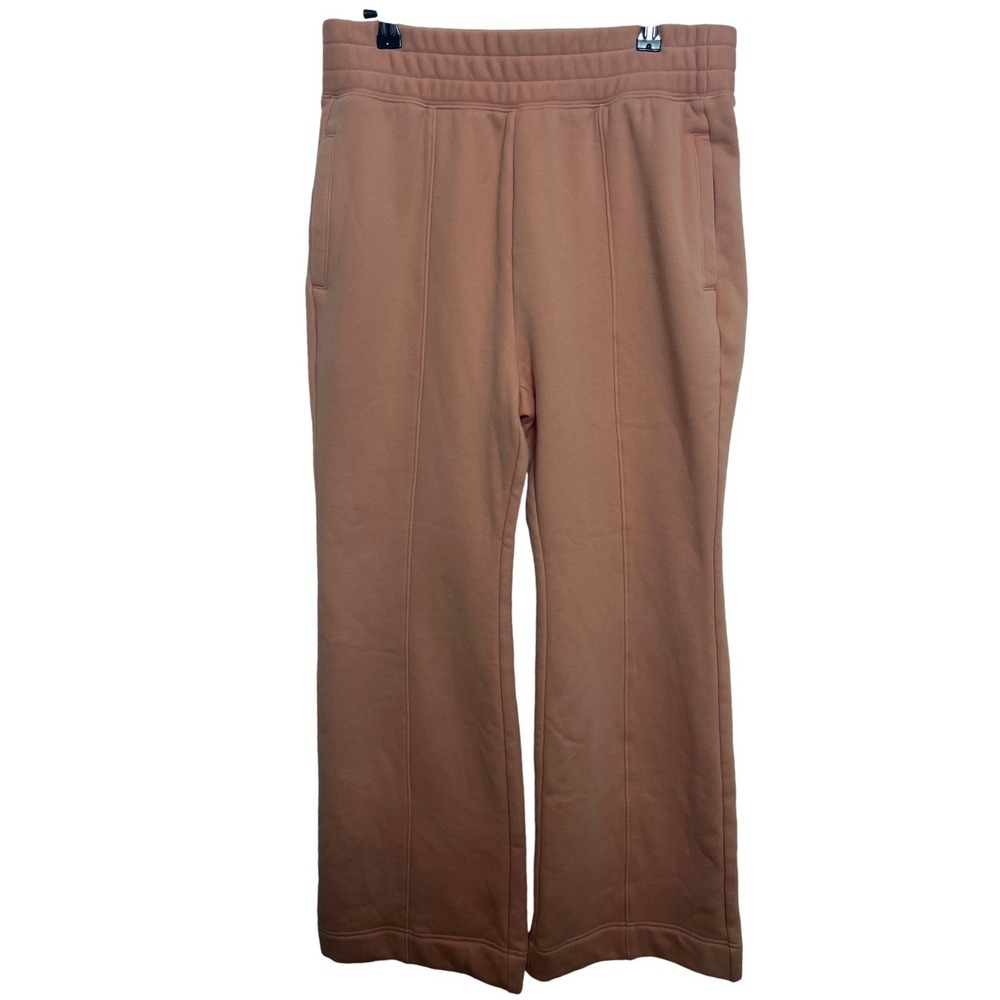 Fabletics Womens Coral Peach Pintuck Wide Leg Sweatpants High Rise L Sporty Chic